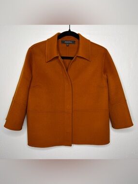 Neiman Marcus Rust Orange Boxy Wool-Blend Jacket 100% Cashmere!